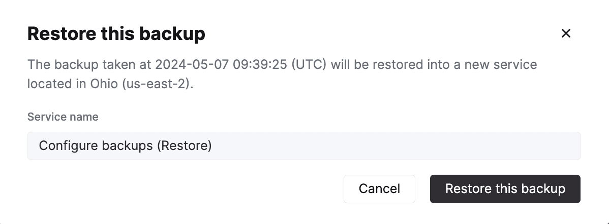 Restauración de una copia de seguridad en ClickHouse Cloud