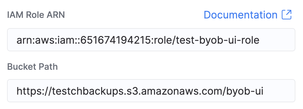 Configurar el ARN del rol de IAM de AWS y los detalles del bucket de S3