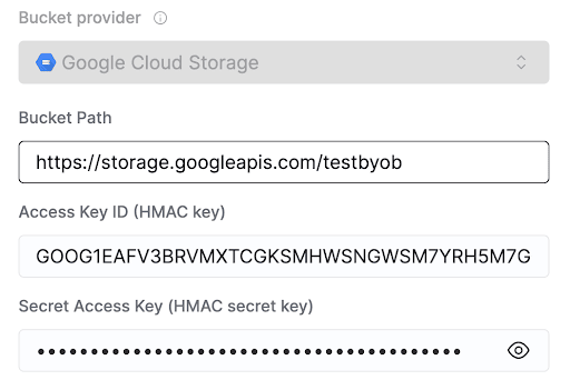 Configurar la clave HMAC y el secreto de GCP
