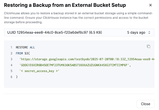 Obtener el comando SQL para restaurar la copia de seguridad