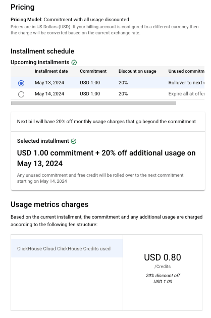 Resumo de preços no Marketplace do GCP