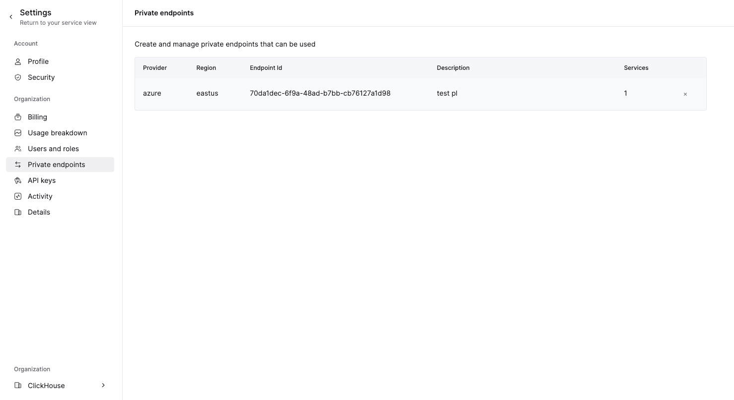 Remover Private Endpoint