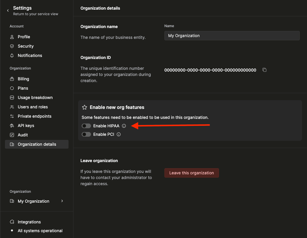 Demander l'activation de HIPAA