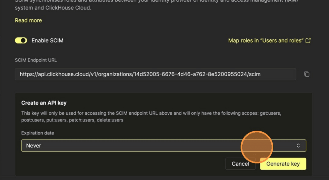 Генерация нового SCIM API key