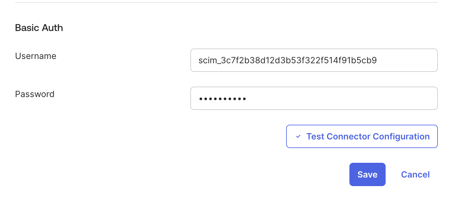 Введите учетные данные API для аутентификации SCIM