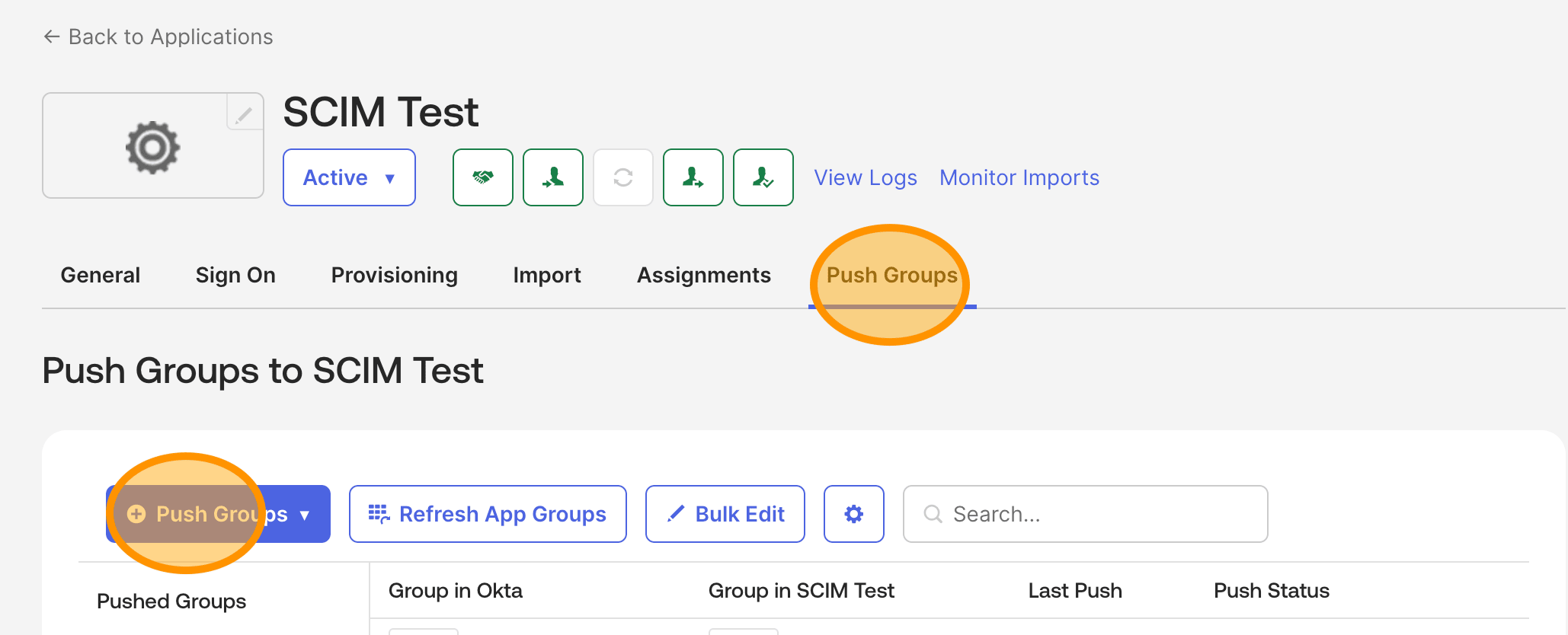 Настройка Group Push по имени на вкладке Push Groups приложения