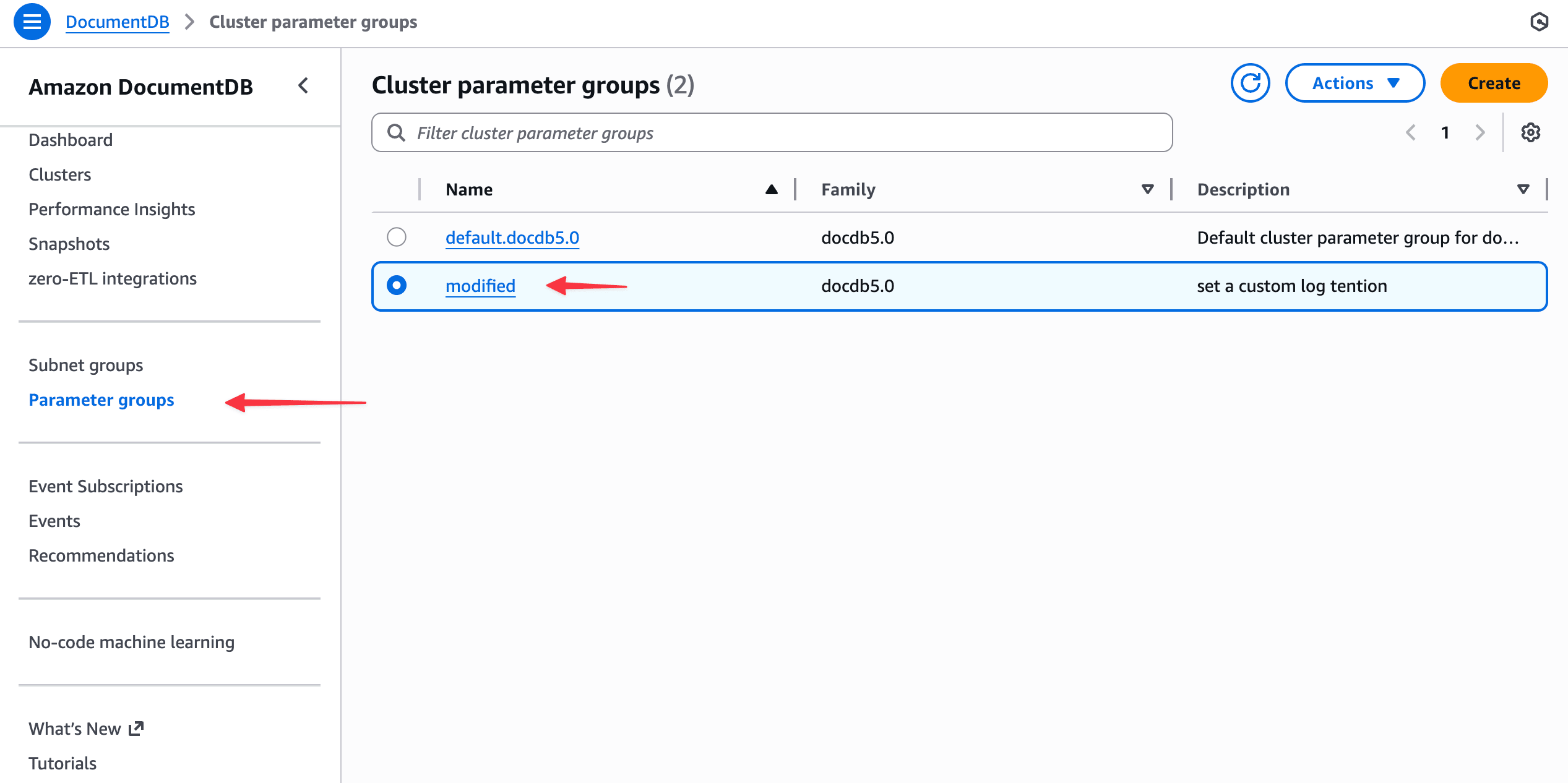 Selecionar grupo de parâmetros
