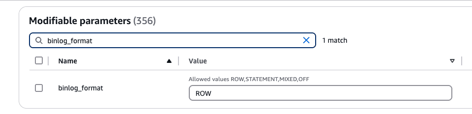 Formato de binlog en ROW