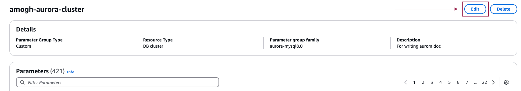 Editar grupo de parámetros