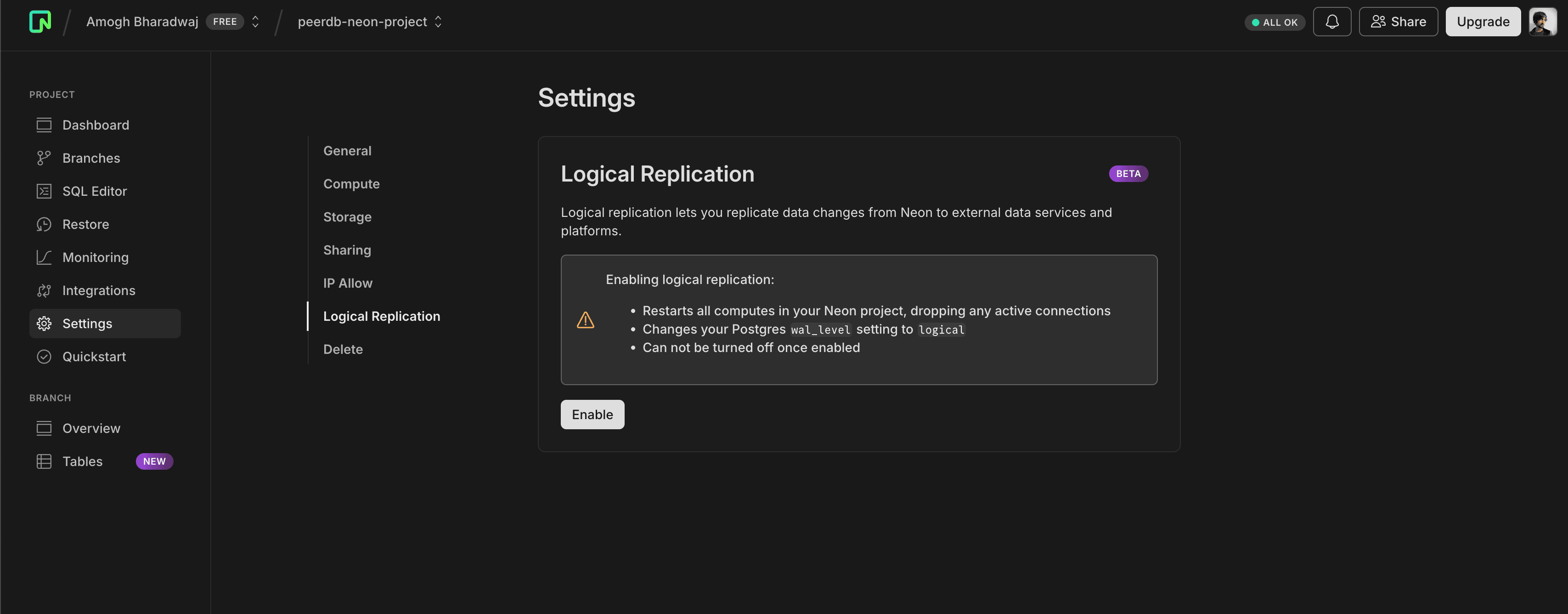 Habilitar la replicación lógica