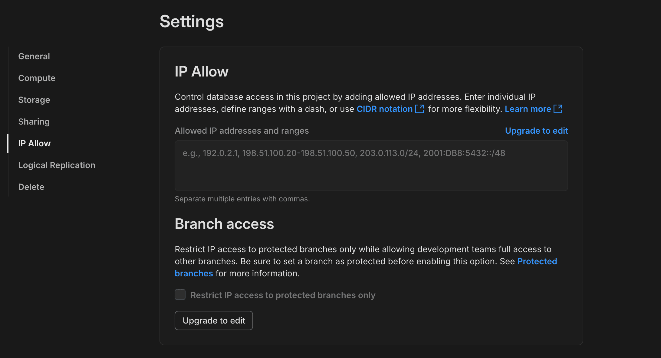 Pantalla para permitir IP