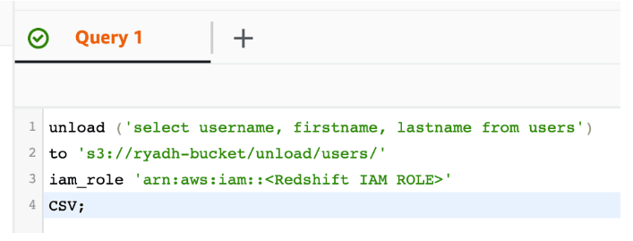 从 Redshift 通过 UNLOAD 导出到 S3
