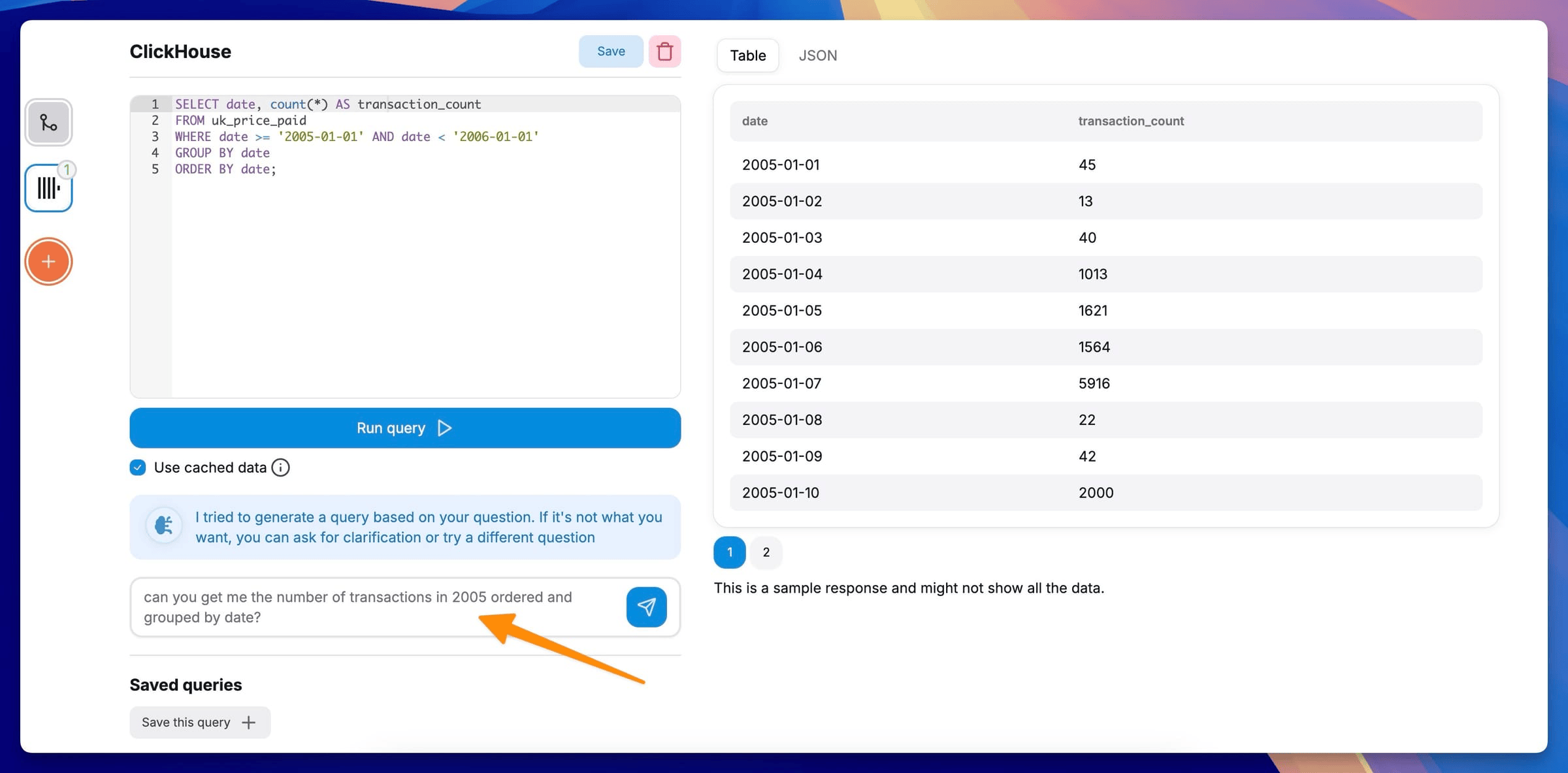 Chartbrew의 ClickHouse AI SQL 어시스턴트