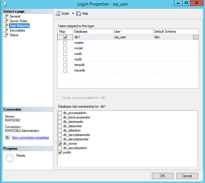 Roles de pertenencia a la base de datos en MSSQL