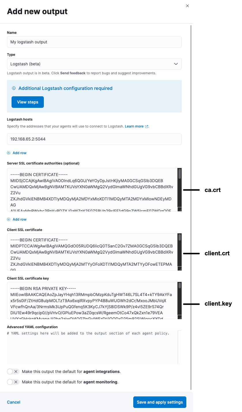 Logstash output を追加