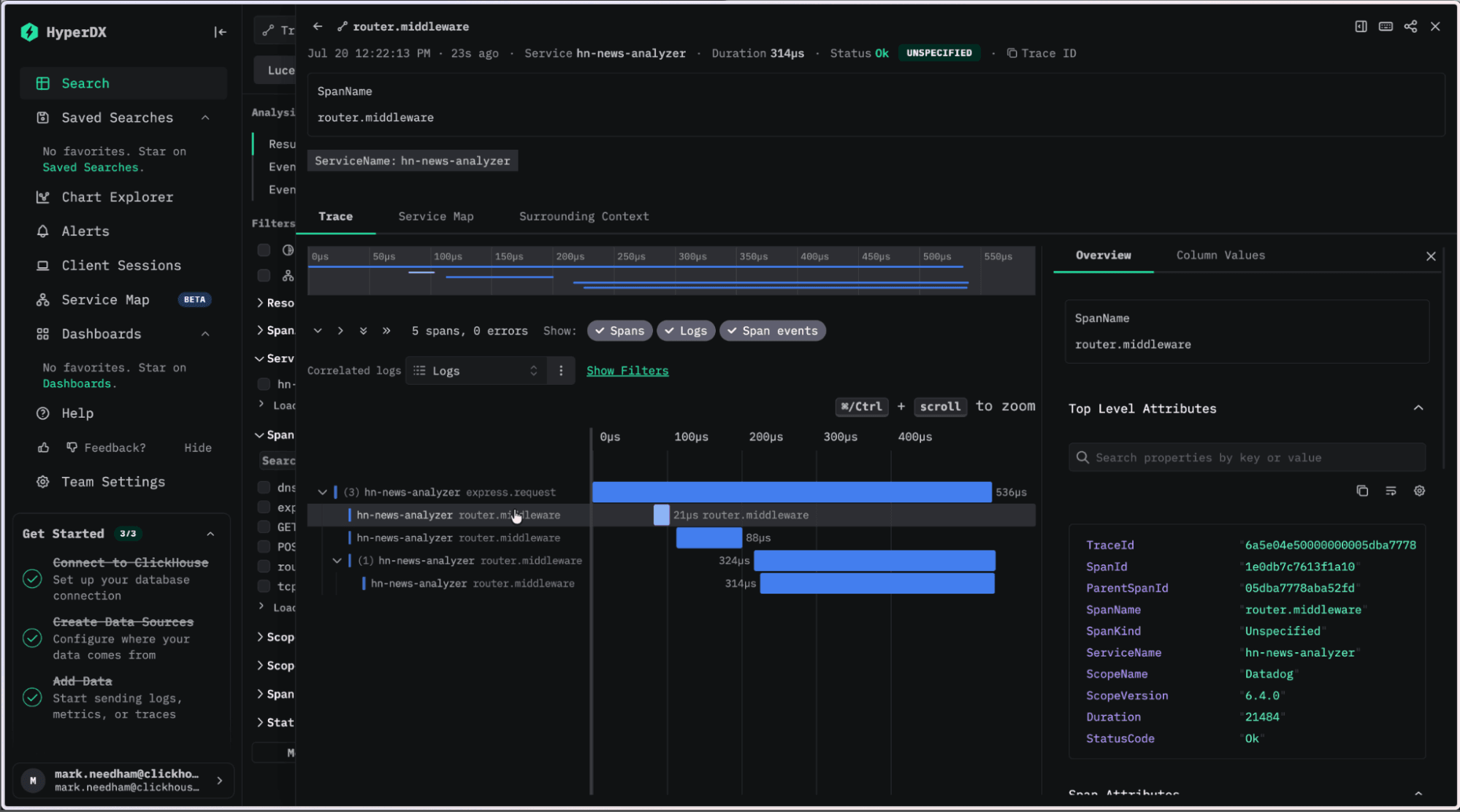 Traces do Datadog no ClickStack 2
