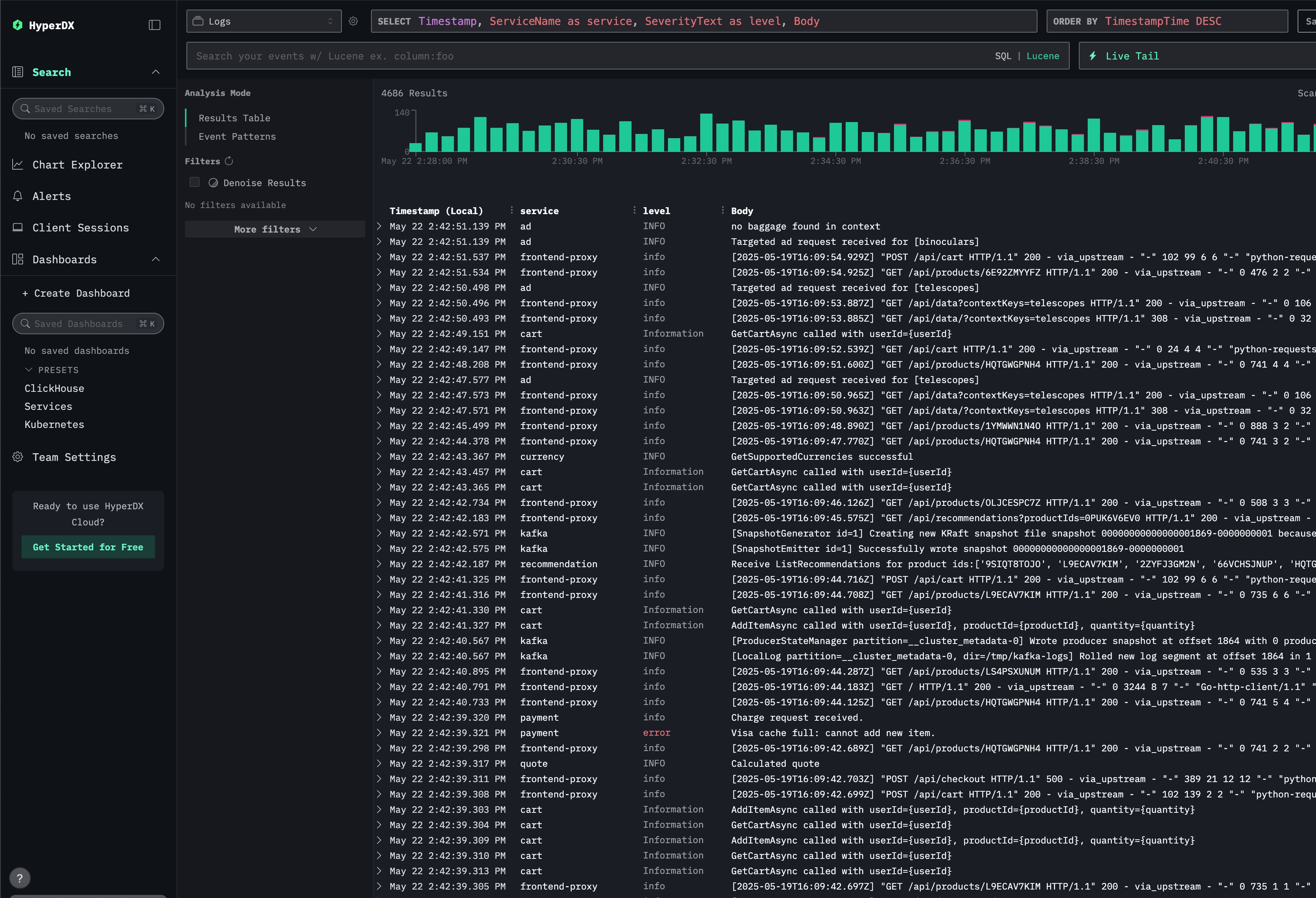 بحث HyperDX