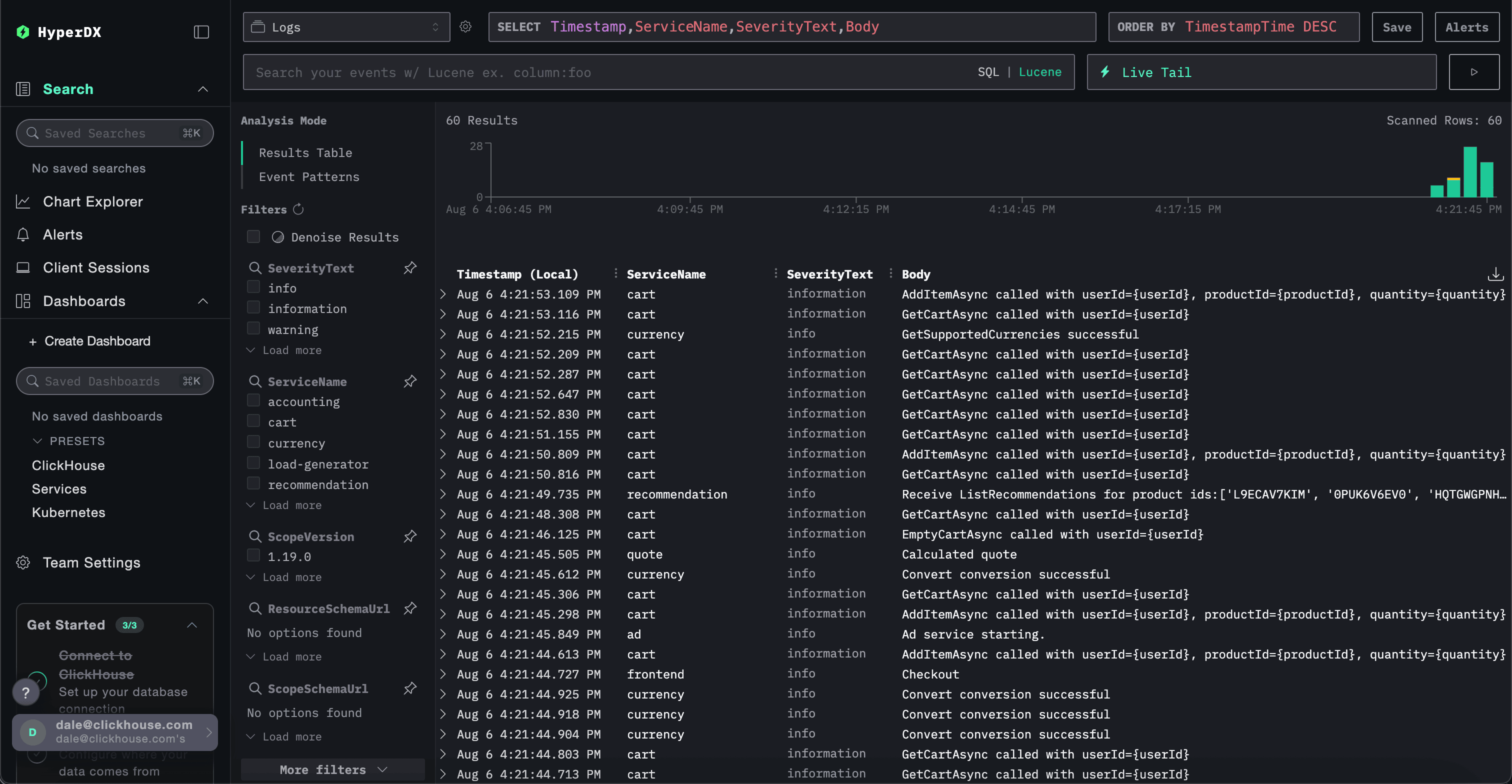 بيانات HyperDX على Kubernetes