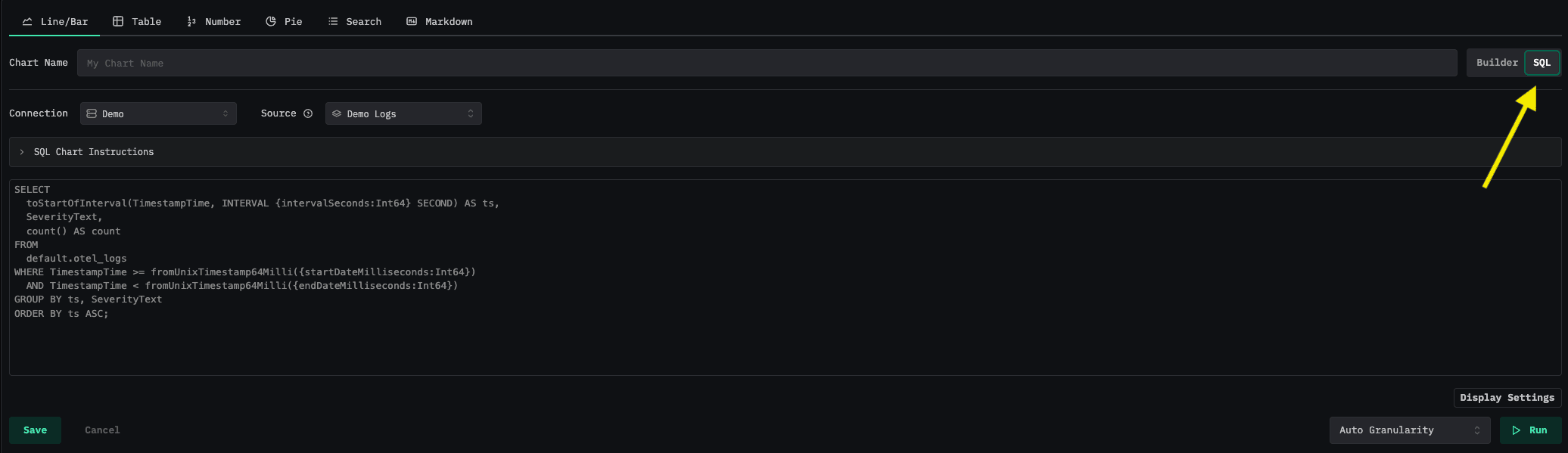 زر محرر SQL